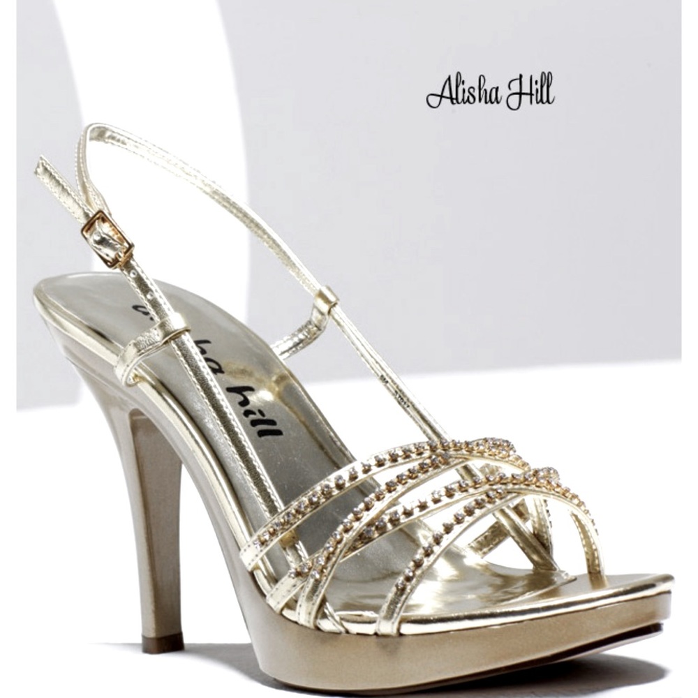 Alisha Hill Silver Rhinestone Heels for wedding/prom/pageant S7017 6.5